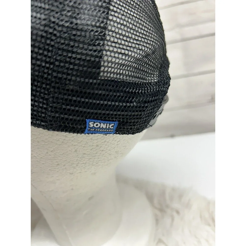 Sonic The Hedgehog Trucker Hat Cap Black Mesh Embroidered‎ Adjustable US 8/14